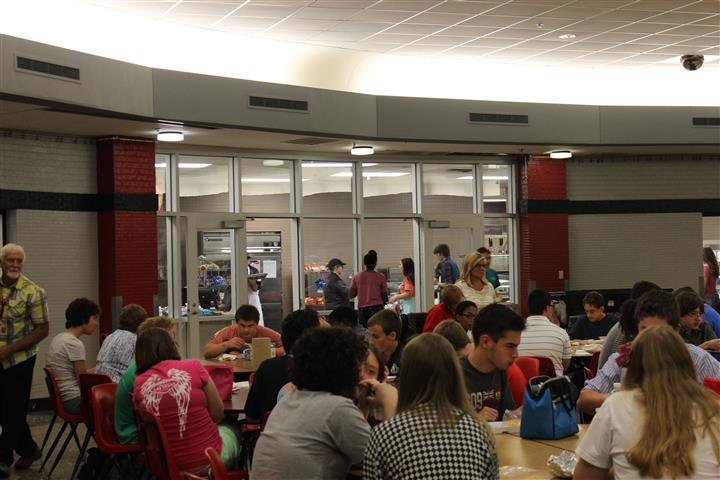 Cafeteria doors received an update over the summer. They are now glass walls.