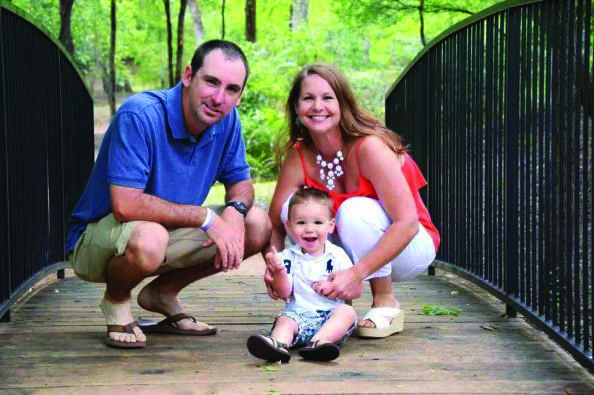 The Trotter family, Richi (left), Bambi (right) and Camden (bottom) , pose together for family picture before the car accident occurred  in early August. 