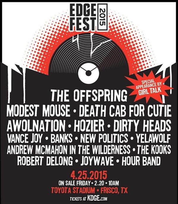 Bands announced for Edgefest 2015