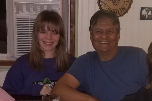 Samantha Thornfelt stands next to her grandfather, Samuel Pedregón, in El Paso, Texas, where her mother is from.