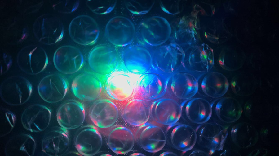Students got a close look of what the colors of light look like against bubble wrap in Kristina Espinosas physics class.