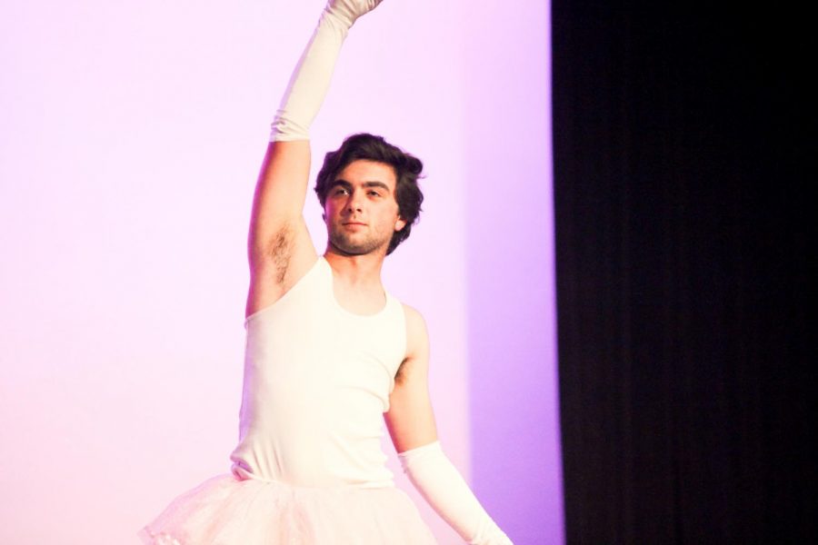 Senior+Ethan+Rice+performs+a+ballet+routine+for+his+talent.