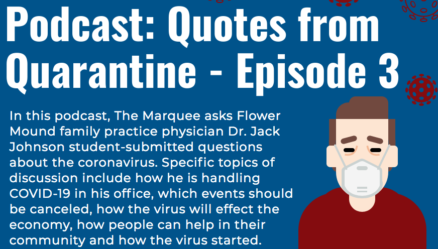 In this podcast, The Marquee asks Flower Mound family practice physician Dr. Jack Johnson student-submitted questions about the coronavirus.