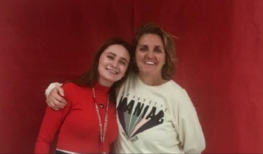 Head Softball Coach Christy Tumilty and her daughter, senior Kamdyn King, at the 2019 Marquette Christmas show.