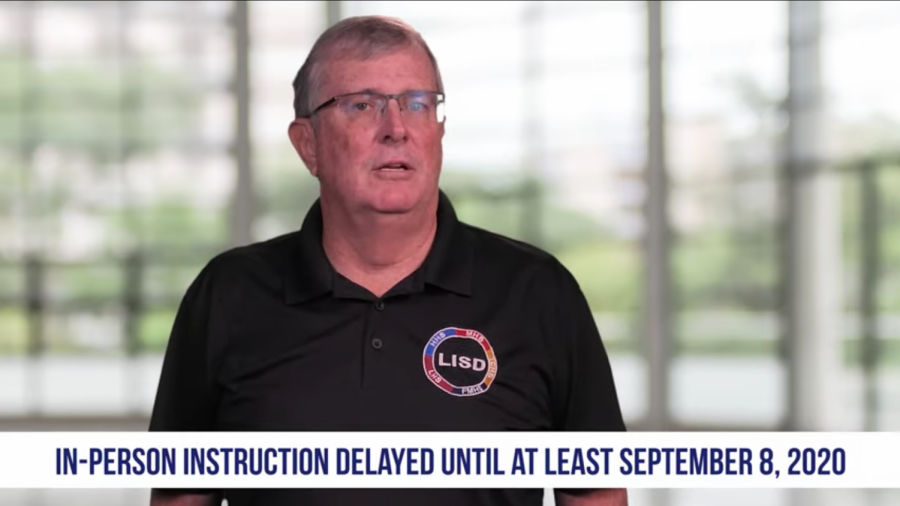 Superintendent Dr. Kevin Rogers announces LISD's plan to delay in-person learning until Sept. 8 in a video released by the district.