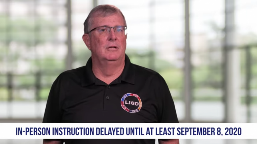 Superintendent Dr. Kevin Rogers announces LISDs plan to delay in-person learning until Sept. 8 in a video released by the district.